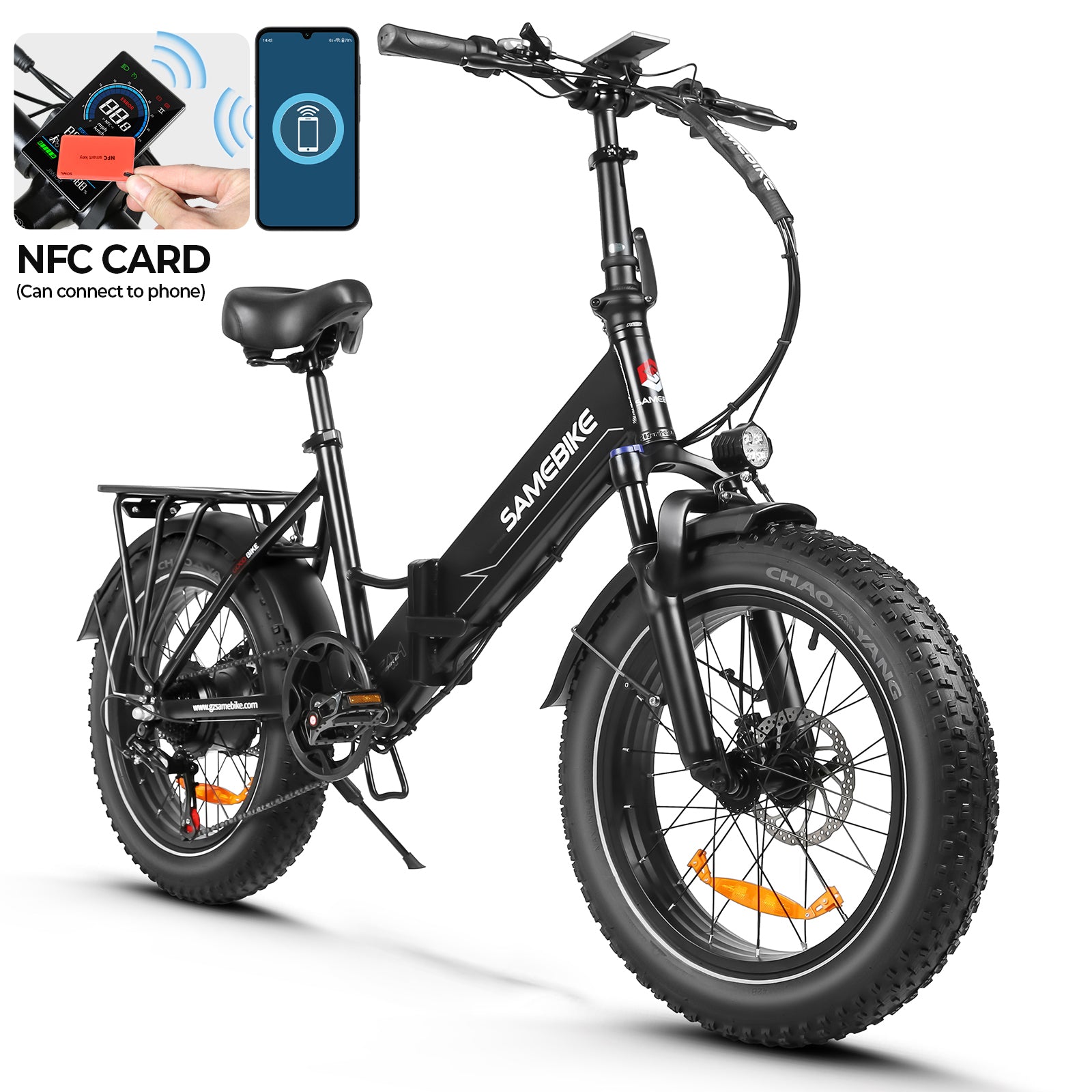 SAMEBIKE LOTDM200-II 750W Fat E-Dviratis su NFC, 48V 13Ah (Sulankstomas, 20")