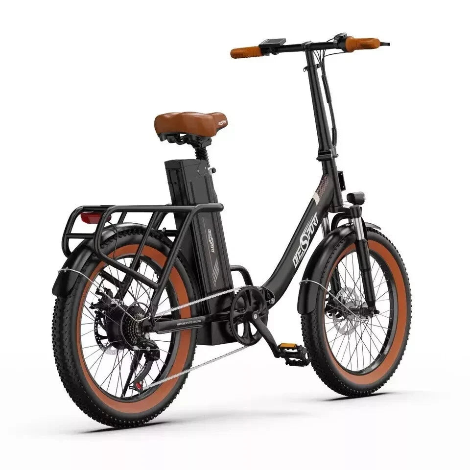 Elektrinis dviratis OneSport OT16-2 20", juodas/rudas
