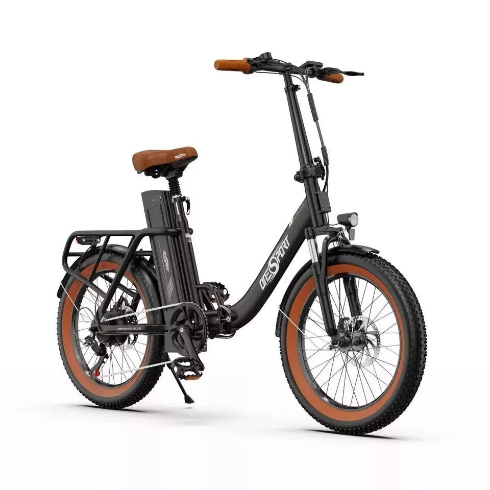 Elektrinis dviratis OneSport OT16-2 20", juodas/rudas