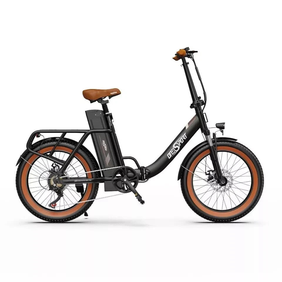 Elektrinis dviratis OneSport OT16-2 20", juodas/rudas