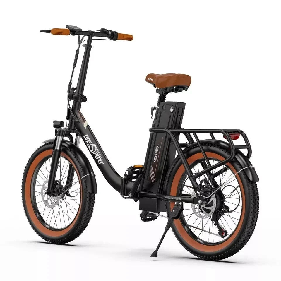 Elektrinis dviratis OneSport OT16-2 20", juodas/rudas